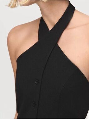 Mango Black Cross-Neck Halter Top